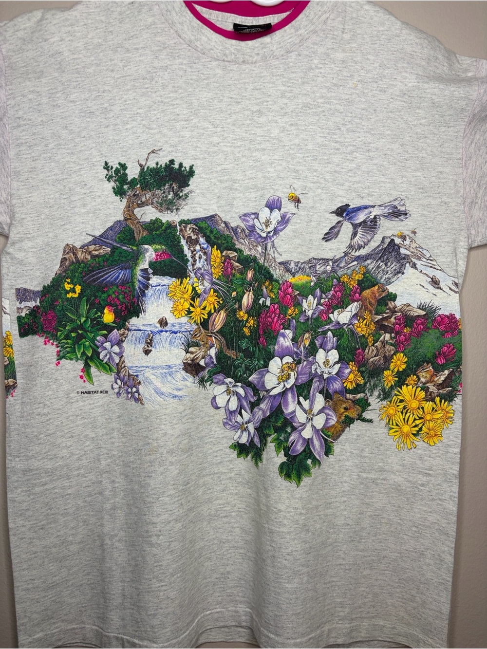 Vintage 90s Habitat Nature Graphic Tee Signal Sport Mega Cotton L - Picture 2 of 14